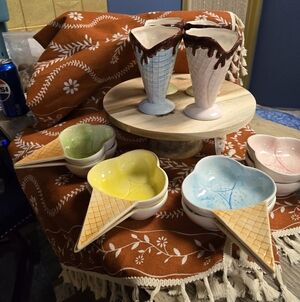 Ice Cream Cone Shaped Ceramic Bowls and Cups